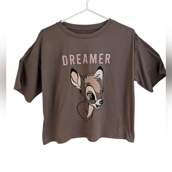 Disney Tops - Disney Bambi 'Dreamer' Women's LARGE Tan Graphic T-Shirt